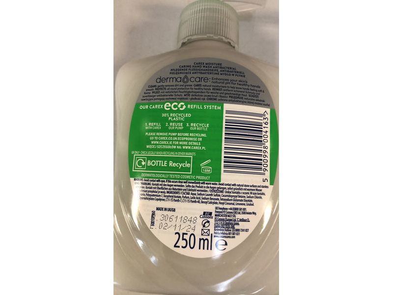 Carex Derma Moisture Antibacterial Hand Wash, 250 mL