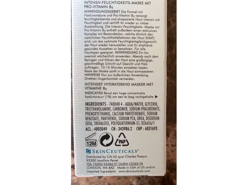 Skinceuticals Hydrating B5 Mask, 2.54 fl oz/75 mL