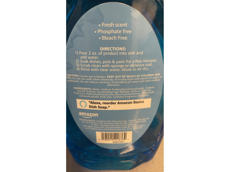 Amazon Basics Liquid Dish Soap, Fresh Scent, 30 fl oz/885 mL, Pack Of 4