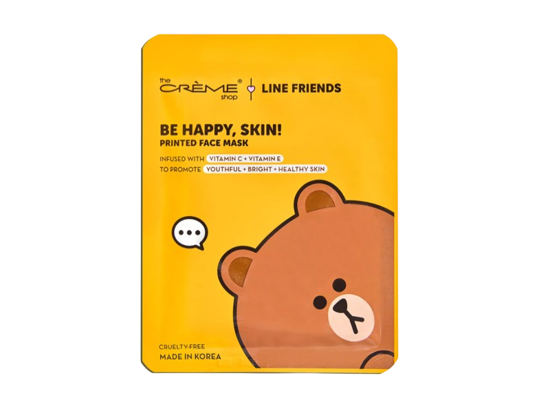 The Creme Shop Line Friends Printed Face Mask, Be Happy, 0.88 oz/25 g