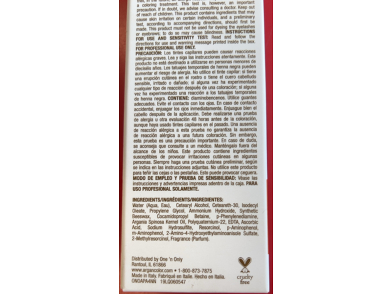 One 'n Only Argan Oil Permanent Color Cream, 4NN, 3 fl oz/90 mL