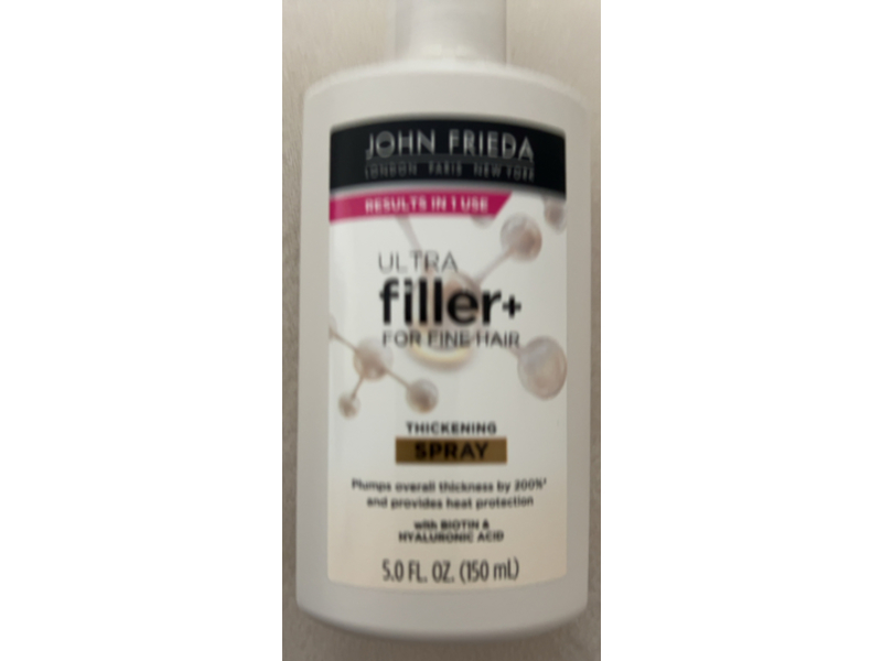 John Frieda Ultra filler + Thickening Spray, Biotin & Hyaluronic Acid, 5.0 fl oz/150 mL