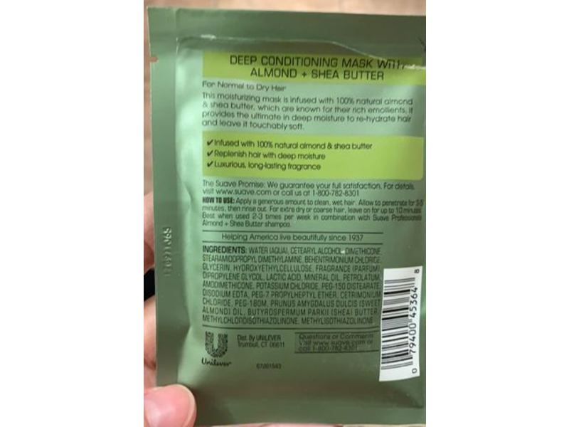 Suave Professionals Deep Conditioning Mask, Almond + Shea Butter, 1.5 oz/42 g