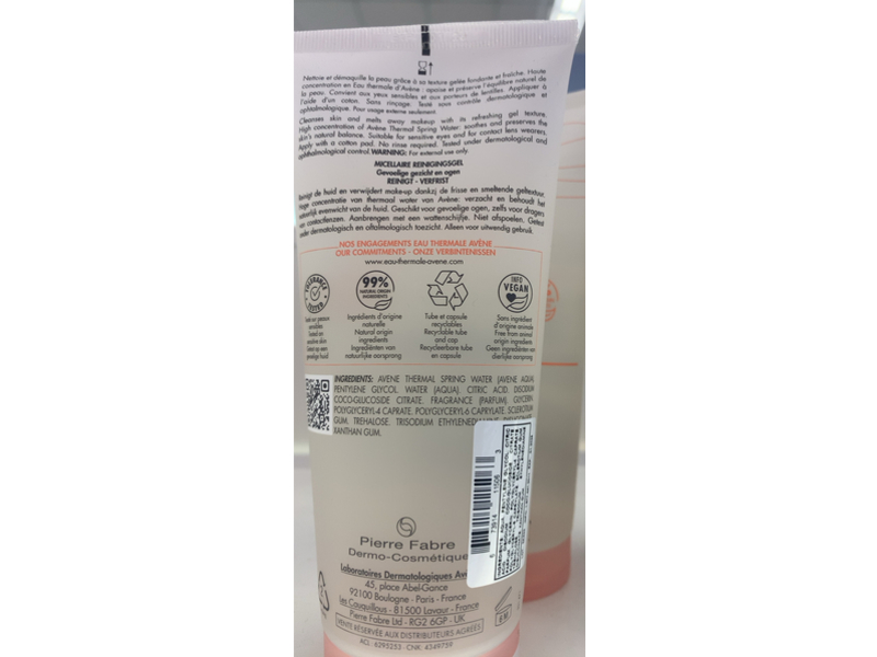Avene Makeup Removing Micellar Gel, 6.7 fl oz/200 mL