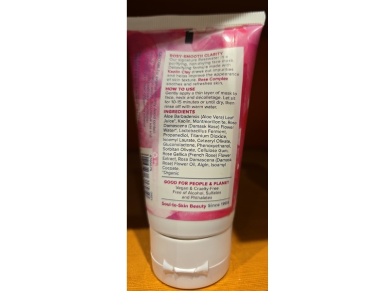 Heritage Store Rosewater Clay Mask, Clarifying Treatment, 2 oz/60 g