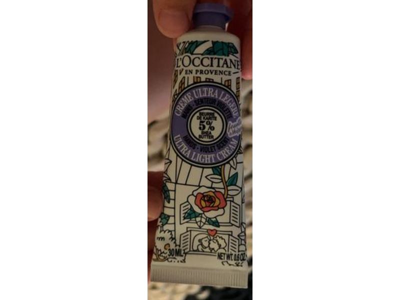 L'Occitane En Provence Ultra Light Hand Cream, Shea Butter, Violet Scent, 0.6 oz/30 mL
