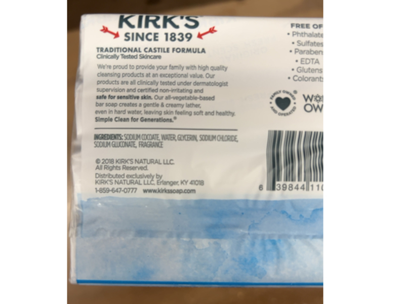 Kirk's Gentle Castile Soap, Original Fresh Scent, 16 oz/452 g, 4 Count