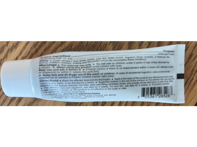 Rugby Antifungal Cream Usp, 1.6 oz/45 g