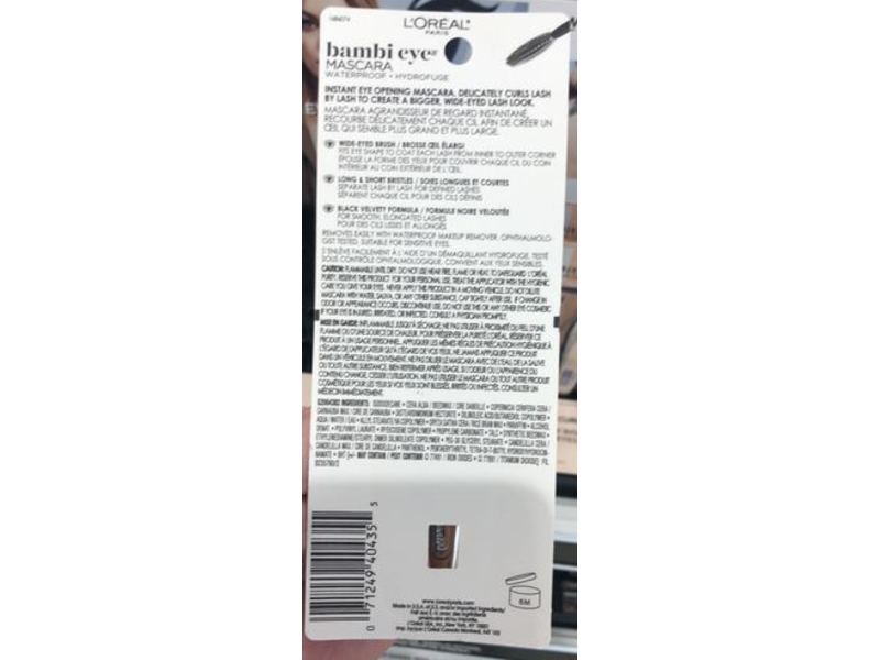 L'Oreal Paris Bambi Eye Waterproof Mascara, 405 Blackest Black, 0.21 fl oz/6.3 mL