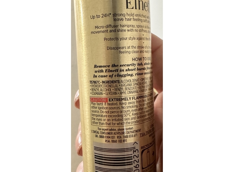 L'oreal Paris Elnett Hairspray, Strong Hold Damaged Hair, 75 mL