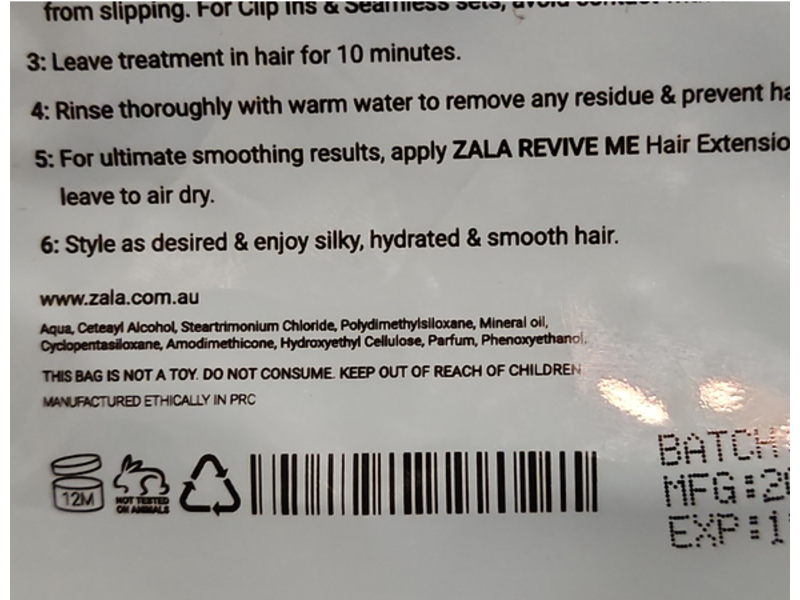 Zala Plex Hair Extension Hydrating Mask, 5.1 fl oz/150 mL