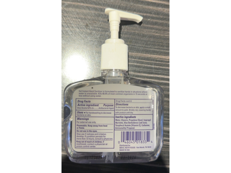 Ben E. Keith Co Gel Instant Hand Sanitizer, 8 fl oz/237 mL