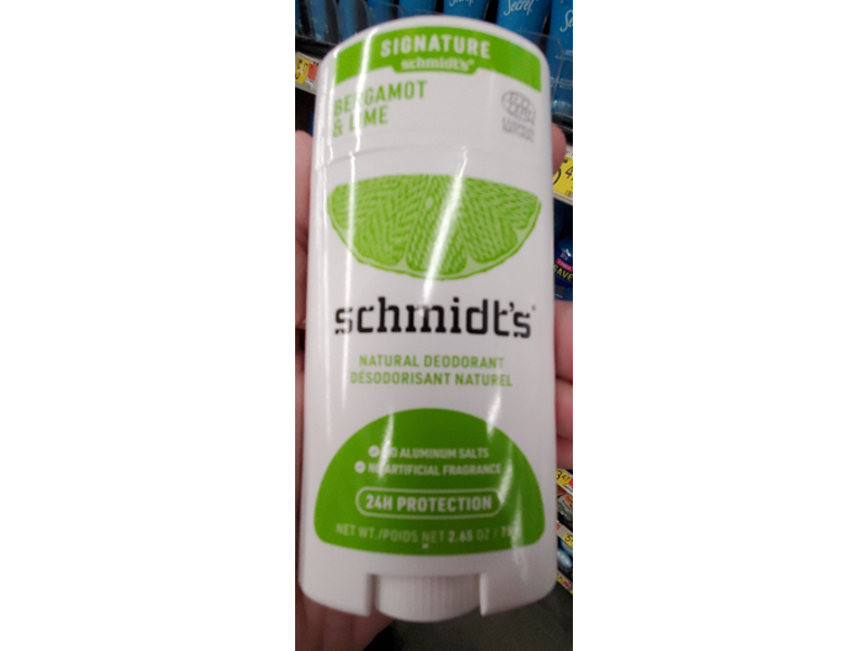 Schmidt's Signature Natural Deodorant, Bergamot + Lime, 2.65 oz/75 g
