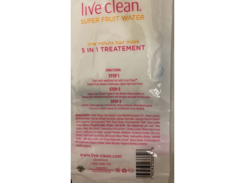 Live Clean Super Fruit Waters Quenching Curls Hair Mask, 3 fl oz/88.7 mL