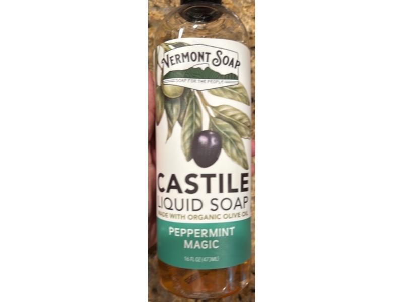 Vermont Soap Castile Liquid Soap, Peppermint Magic, 16 fl oz/473 mL