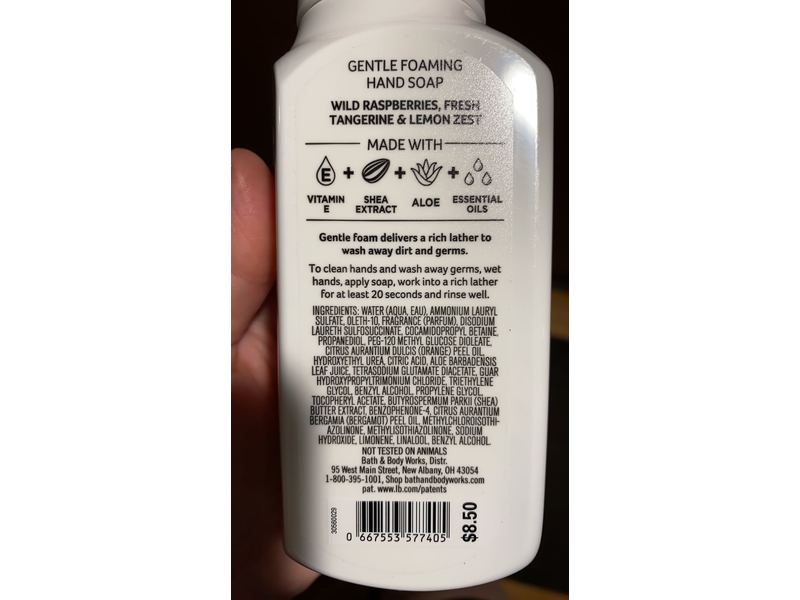 Bath & Body Works White Barn Gentle Foaming Hand Soap, Raspberry Tangerine, 8.75 fl oz/259 mL