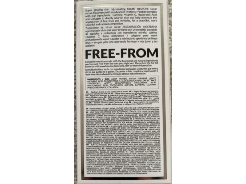 Biovene Barcelona Night Restore Super Glow Facial Serum, Radiance, 1 fl oz/30 mL