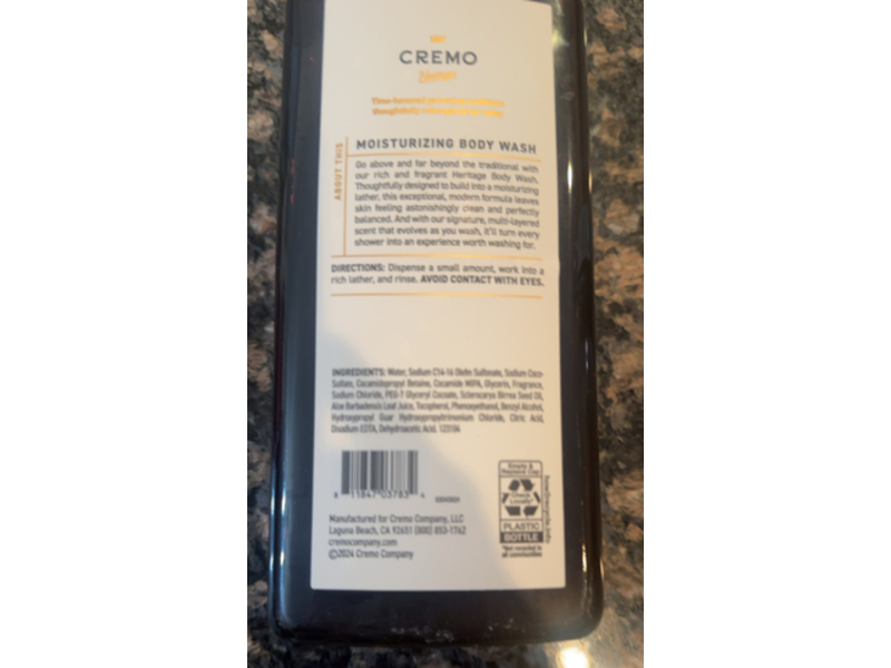 Cremo Smooth & Creamy Heritage Body Wash, Bourbon Vanilla, 32 fl oz/946 mL