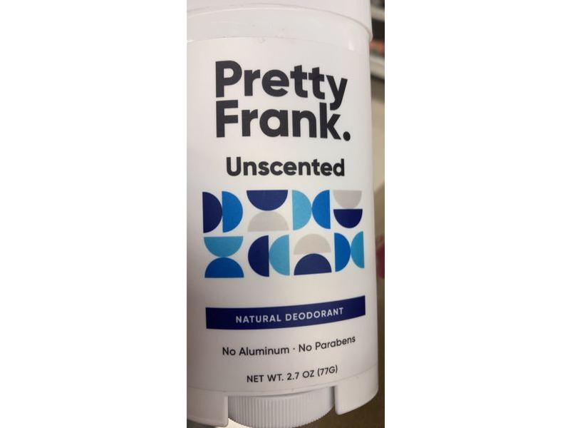 Pretty Frank Natural Deodorant, Unscented, 2.7 oz/77 g