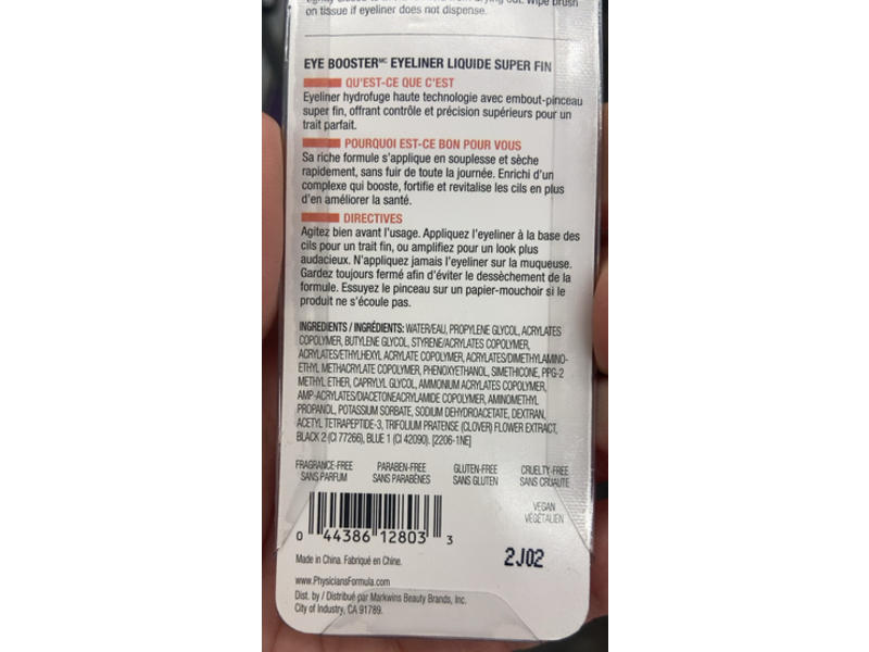 Physicians Formula Eye Booster Super Slim Liquid Eyeliner, Ultra Black, 0.013 fl oz/0.4 mL