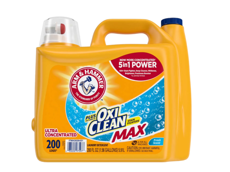 Arm & Hammer 5 In 1 Power Plus Oxi Clean Ultra Stain Fighters Max Laundry Detergent, Fresh Scent, 200 Loads, 200 fl oz/5.91 L