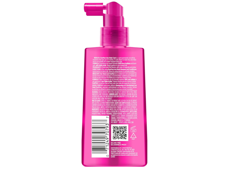 L'Oreal Paris Ever Pure Iron Sleek Coat Anti Frizz Spray, Alpha-Acids, 5.1 fl oz/150 mL