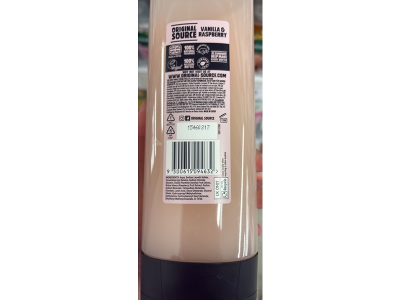 Original Source Shower Gel, Creamy Vanilla & Raspberry, 500 mL