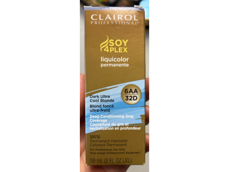 Clairol Professional Permanent Hair Color, 6AA/32D Dark Ultra Cool Blonde, 2 fl oz/59 mL