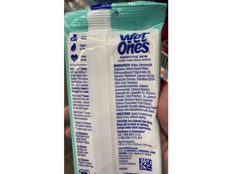 Wet Ones Hand & Face Wipes, Extra Gentle, 20 Count