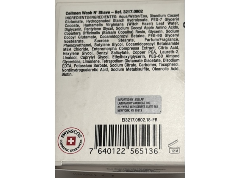 Cellmen Wash N' Shave Cream, 5.07 fl oz