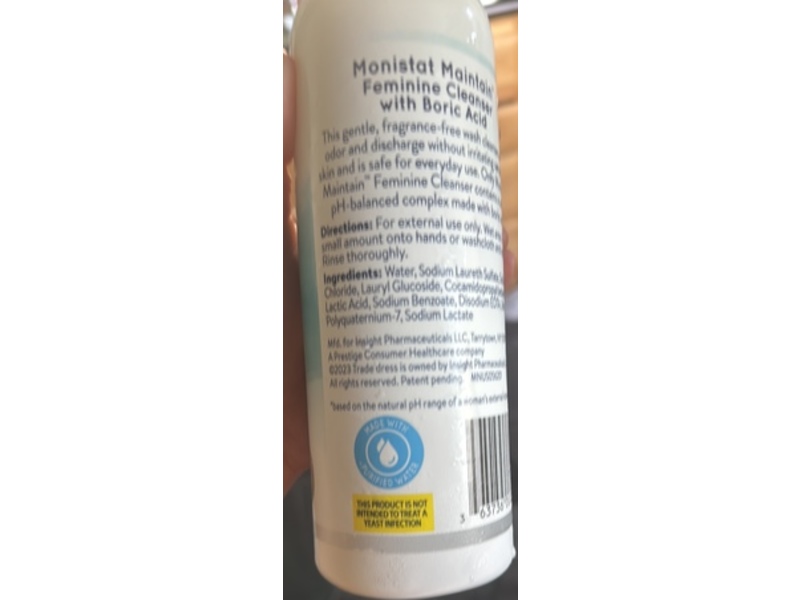 Monistat Maintain Feminine Cleanser, Boric Acid, 16 fl oz/473 mL