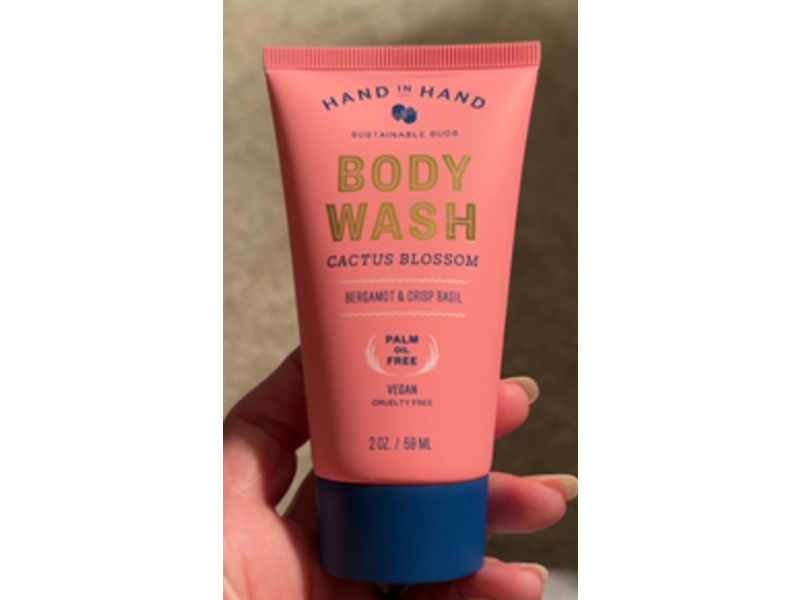Hand In Hand Cactus Blossom Body Wash, Bergamot & Crisp Basil, 2 oz/59 mL