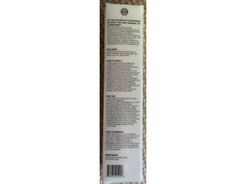 Static Nails Reusable Pop-On Manicure Set, Almond