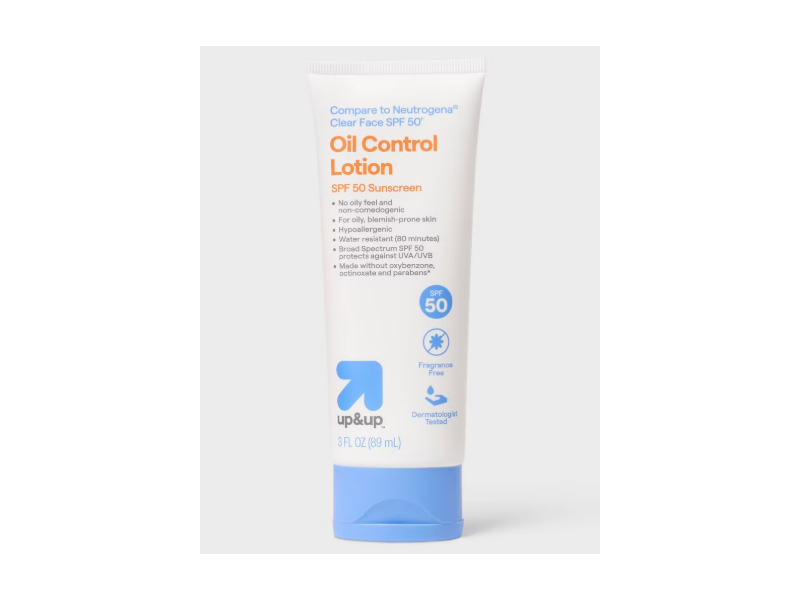 up&up Oil Control Lotion Sunscreen, SPF 50, 3 fl oz/89 mL
