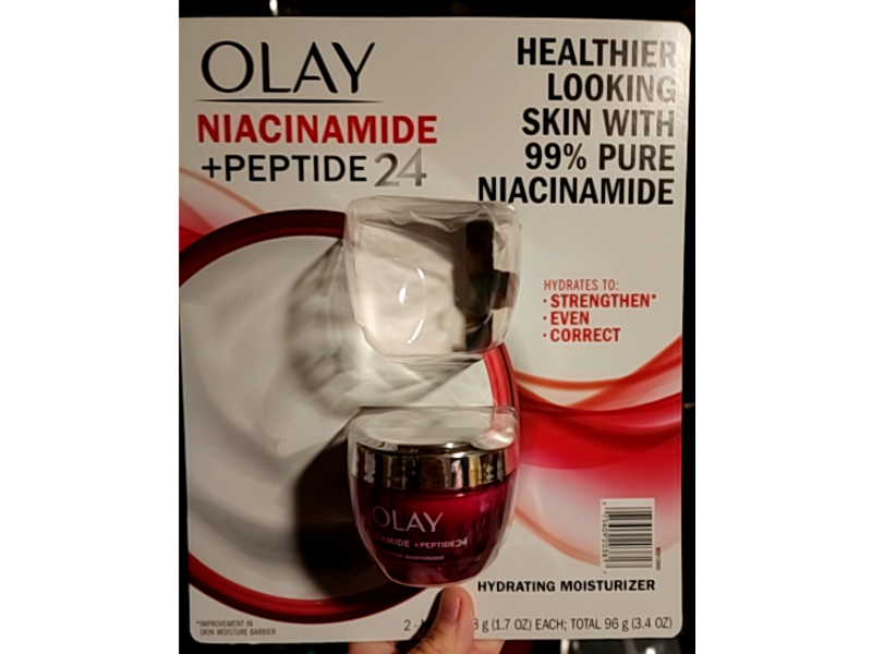 Olay Hydrating Moisturizer, Niacinamide + Peptide 24, 3.4 oz/96 g, Pack Of 2
