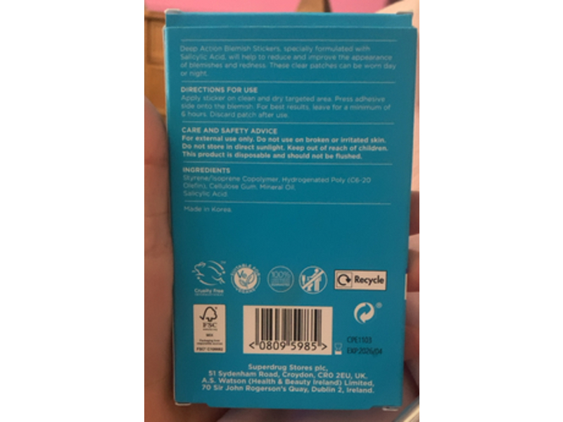 Deep Action Blemish Stickers Hydrocolloid Patches, Salicylic Acid, 36 Count