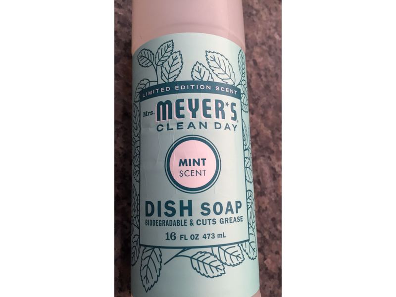 Mrs. Meyer's Clean Day Dish Soap, Mint Scent, 16 fl oz/473 mL