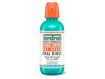 TheraBreath Plaque Control Pre-Brush Oral Rinse, Refreshing Mint, 16 fl oz/473 mL
