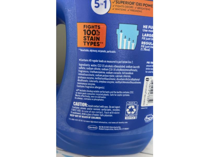 All Oxi Plus Odor Lifter Detergent, Fresh & Clean, 49 Loads, 88 fl oz/2.60 L