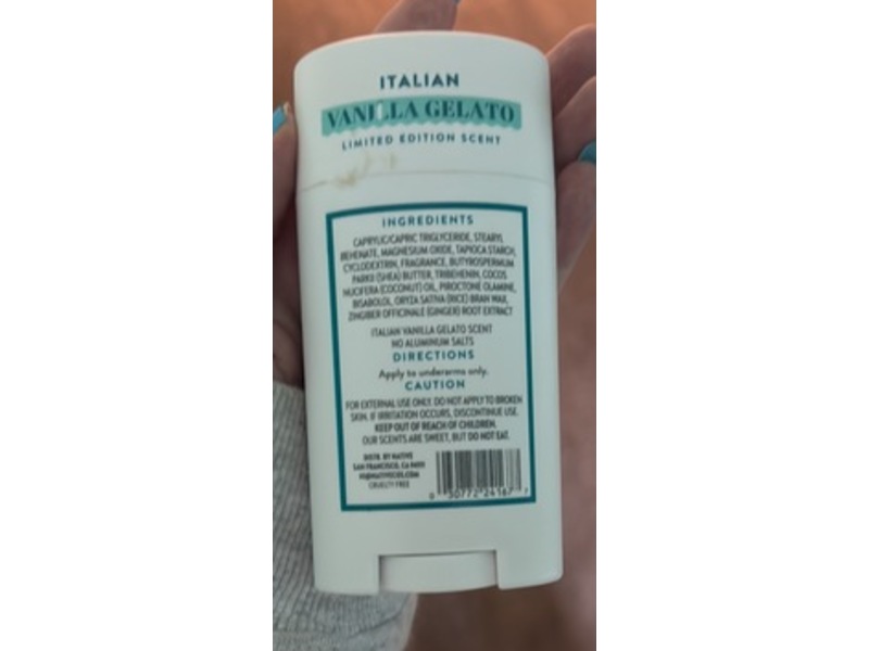 Native Deodorant, Italian Vanilla Gelato, 2.65 oz/75 g