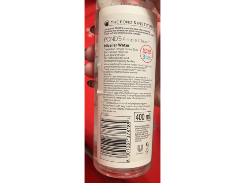 Pond's Pimple Clear Micellar Water, 13.53 fl oz/400 mL