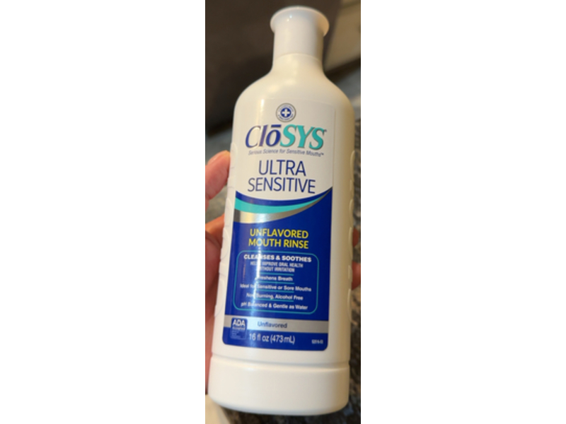 CloSYS Ultra Sensitive Unflavored Mouth Rinse, 16 fl oz/473 mL