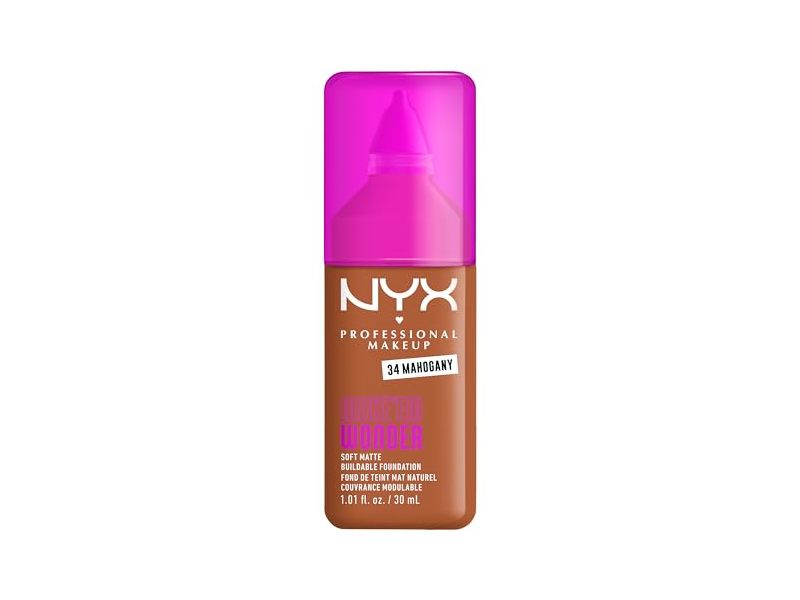 Nyx Professional Makeup Make 'Em Wonder Soft Matte Buildable Foundation, Mahogany, 1.01 fl oz/30 mL