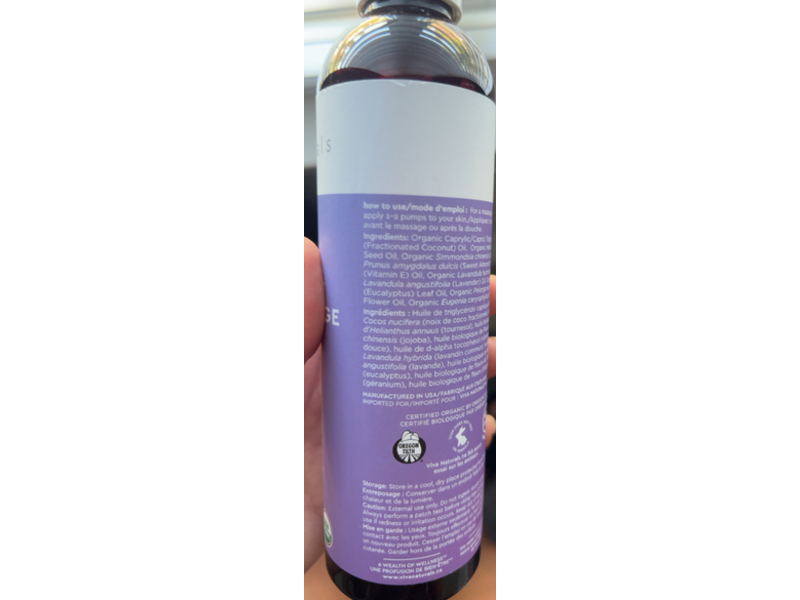 Viva Naturals Organic Massage Oil, 8 fl oz/237 mL