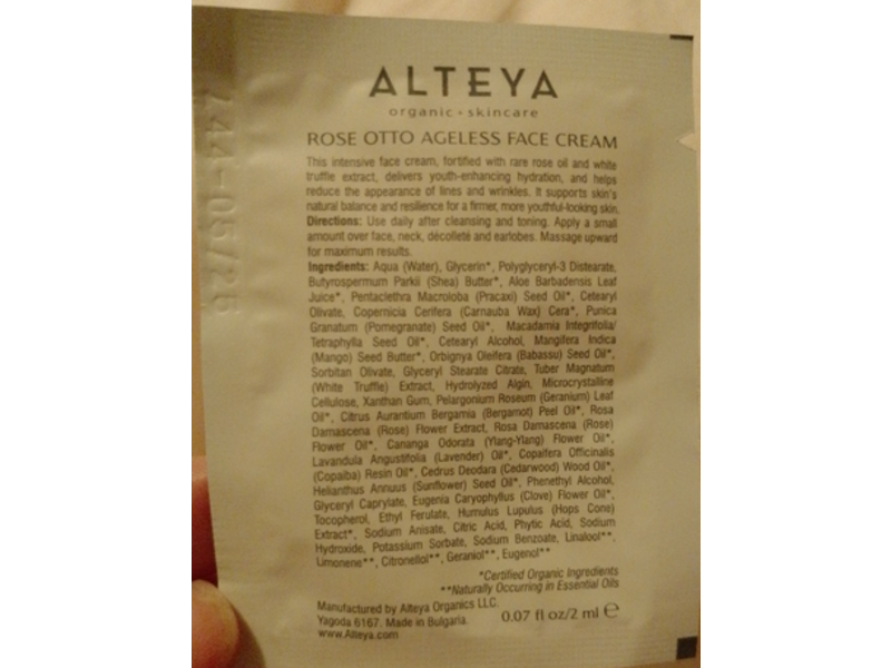 Alteya Face Cream, Rose Otto Ageless, 0.07 fl oz/2 mL