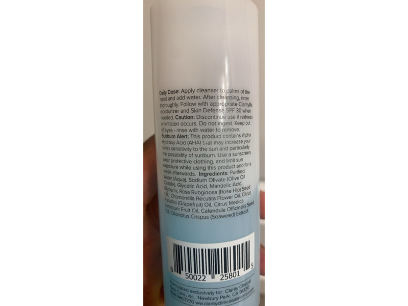 Clarity Rx 10 % Glycolic Cleanser, 6 fl oz/180 mL