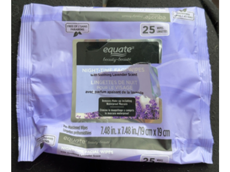 Equate Night-Time Facial Wipes, Lavender Scent, 25 Count