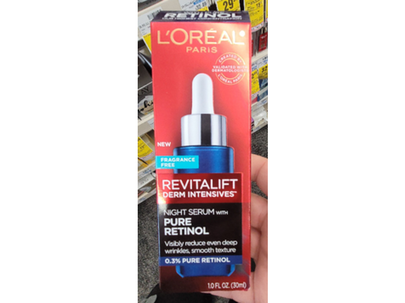 L'Oreal Paris Revitalift Derm Intensives Night Serum With Pure Retinol, Fragrance Free, 1 fl oz/30 ml