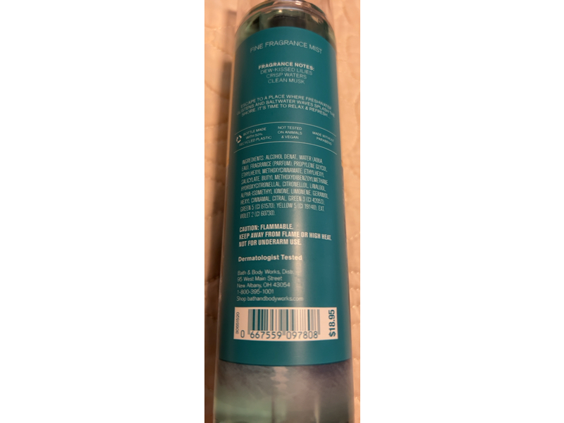 Bath & Body Works Fine Fragrance Mist, Water Lily Springs, 8 fl oz/236 mL