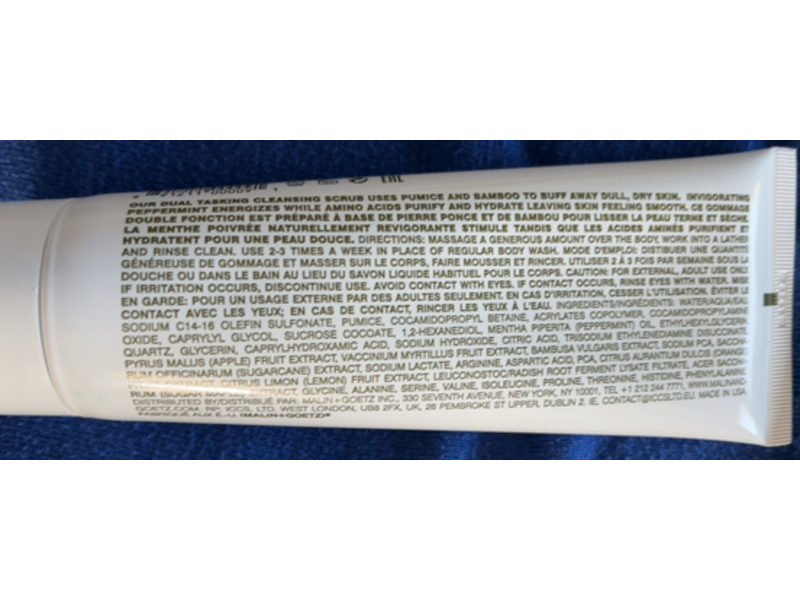 Malin+Goetz Body Scrub, Peppermint, 7.5 fl oz/220 mL